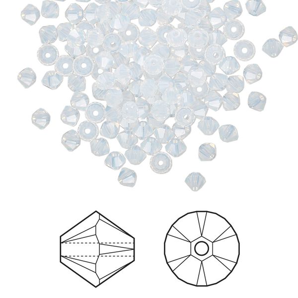 Bead 1440pk white opal, Swarovski® 3mm XILION bicone 5328 image number 0