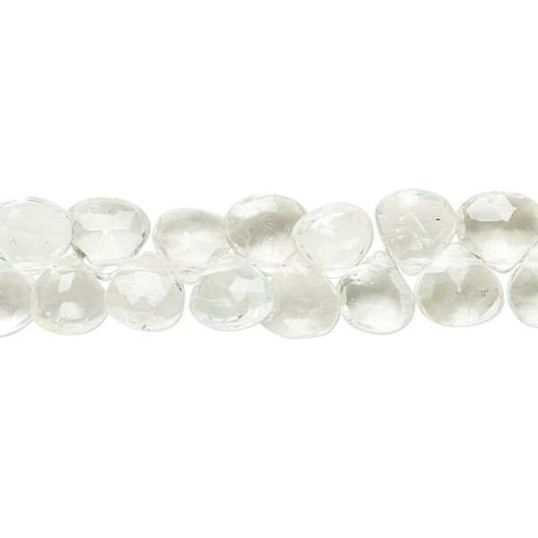 Quartz crystal 1pkg1, hand-cut top-drilled faceted puffed teardrop bead natural 7 inch 6x6mm-8x7mm image number 0