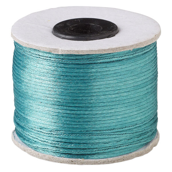 Cord, Satinique™, satin, dark mint, 1mm. Sold per 200-foot spool. image number 0