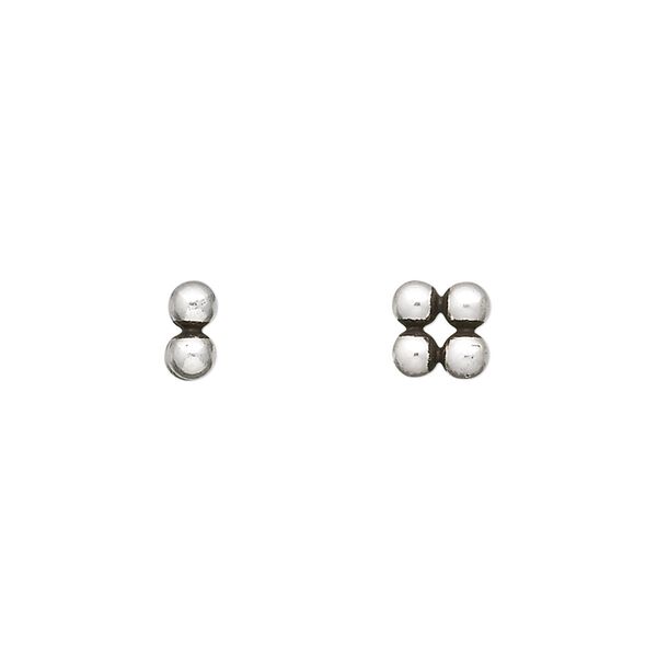 Bead, sterling silver, 7x7mm beaded square. Sold per pkg of 4. image number 0