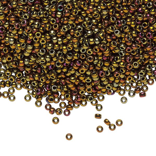 Seed bead, Miyuki, glass, pkg/250g, #11 rocaille, opaque metallic iris bronze, (RR-462). image number 0