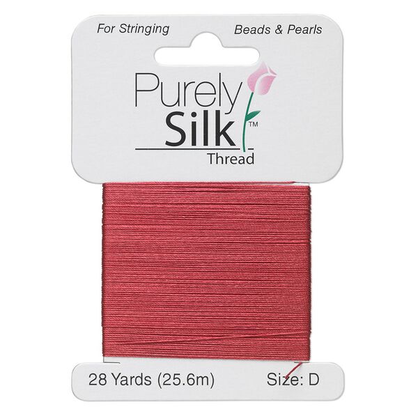 Thread, Purely Silk™, maroon, size D. Sold per 28-yard card. image number 0