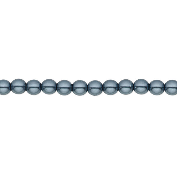 Bead, Czech pearl-coated glass druk, opaque gunmetal blue, 4mm round. Sold per 15-1/2" to 16" strand. image number 0