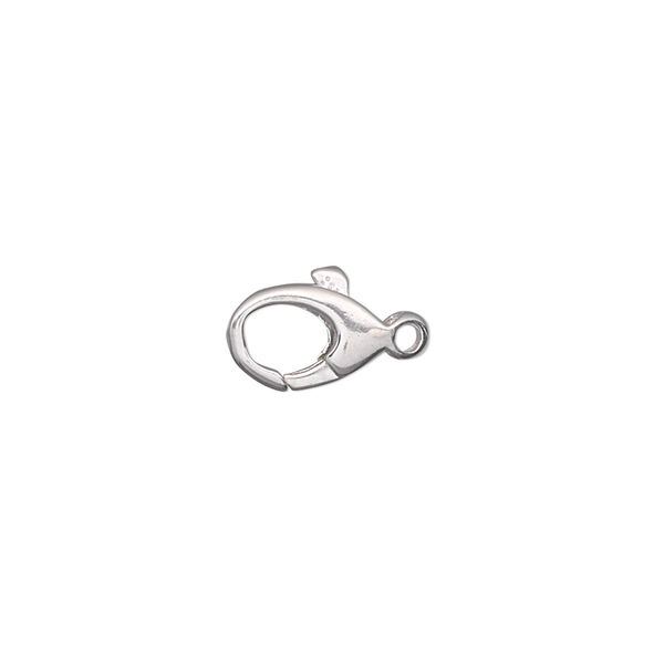 Clasp, lobster claw, sterling silver, 10x7mm with loop. Sold individually. image number 0