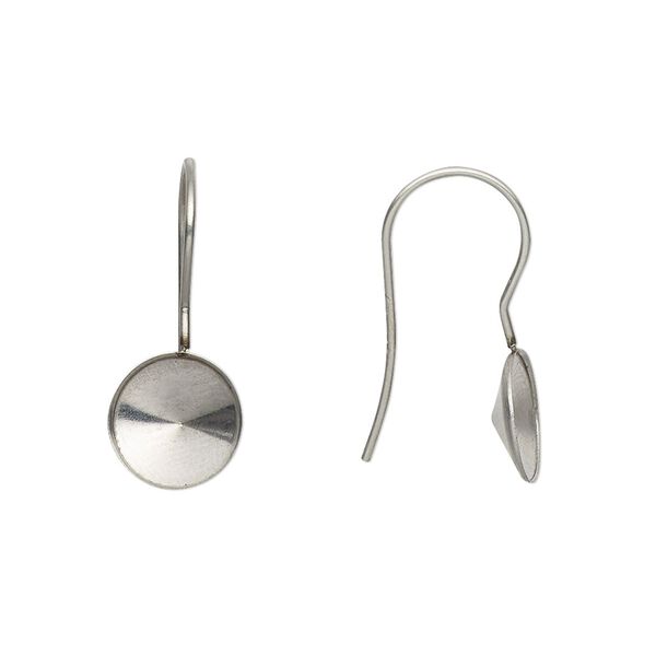 Ear wire fishhook 1pkg4 Almost instant jewelry®, 22mm / SS39 rivoli glue-in setting, stainless steel 1 pair image number 0