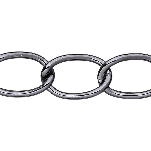 Chain, anodized aluminum, gunmetal, 15mm curb. Sold per pkg of 25 feet. image number 0