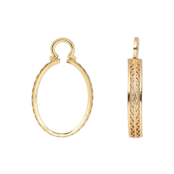Drop, Cinch Mount, 14Kt gold-filled, 18x13mm fancy oval bezel setting. Sold individually. image number 0