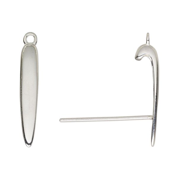 Bail, Amoracast®, sterling silver, 22x4mm pendulum with 18.5mm peg and closed loop, 20 gauge. Sold individually. image number 0
