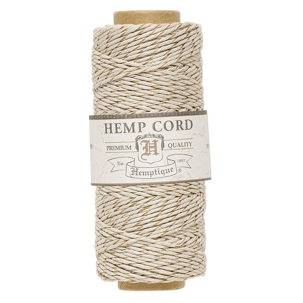 Cord, Hemptique®, polished hemp, metallic copper and natural, 1mm diameter, 20-pound test. Sold per 205-foot spool. image number 0