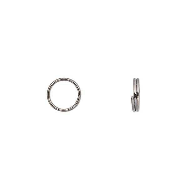 Split ring, gunmetal-finished steel, 8mm round with 6.6mm inside diameter. Sold per pkg of 1,000. image number 0
