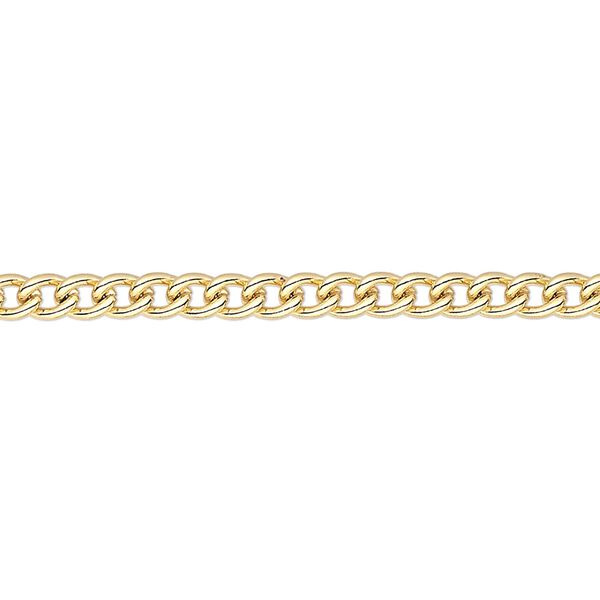 Chain, gold-plated steel, 3.2mm curb. Sold per pkg of 5 feet. image number 0