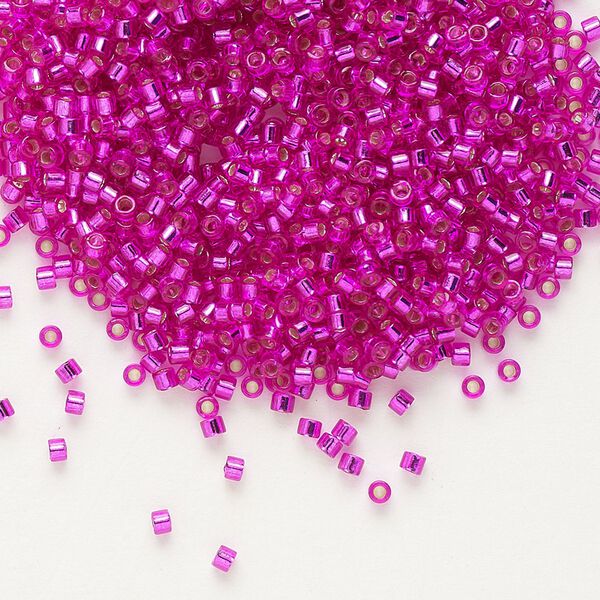 Seed bead, Delica®, glass, pkg/50g, #11 round, transparent outside dyed silver-lined fuchsia (DB-1340). image number 0