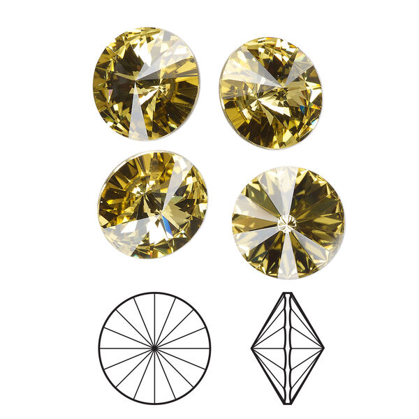 Chaton 144pk dark jonquil foil back, Swarovski® 12mm rivoli 1122 image number 0