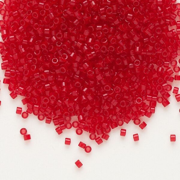Seed bead, Delica®, glass, pkg/250g, #11 round, translucent matte red red (DB-0774). image number 0