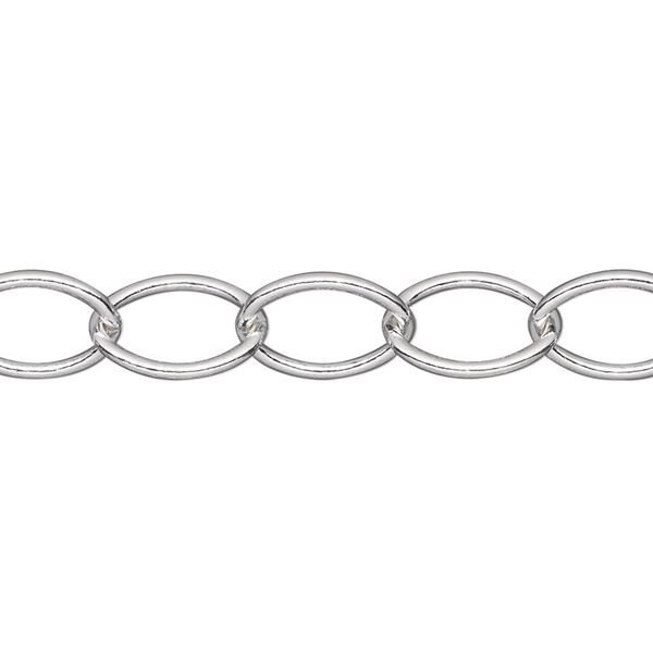 Chain, sterling silver, 12x9mm cable. Sold per pkg of 5 feet. image number 0