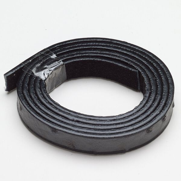Cord, faux leather, pkg/36 inches, 12-13mm flat, grey and black with dots. image number 0