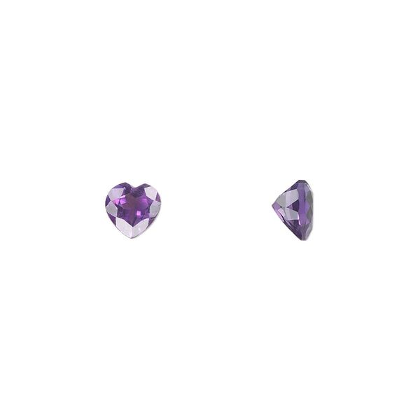 Amethyst 1pkg2, hand-cut faceted heart gem natural 5mm image number 0