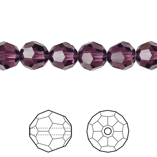 Bead 12pk amethyst, Crystal Passions® 8mm round 5000 image number 0