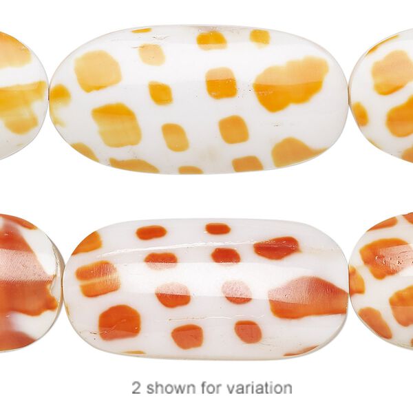 Bead, laminated episcopal mitre shell (assembled), 32x16mm double-sided oval, Mohs hardness 3-1/2. Sold per pkg of 5. image number 0