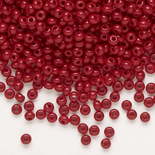 Seed bead, Preciosa Ornela Czech glass, pkg/500g, #8 rocaille, opaque red coral, (93310). image number 0
