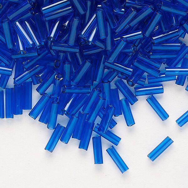 Bead, Preciosa Ornela Czech glass, bugle bead, pkg/50g, 1/4 inch, transparent sapphire blue, (60300). image number 0