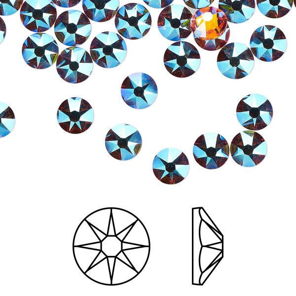 Flat back 1440pk topaz shimmer foil back, Swarovski® 4.6-4.8mm rose round SS20 2088 image number 0