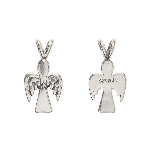 Sterling silver 1pkg1 antiqued angel pendant 21x11mm image number 0