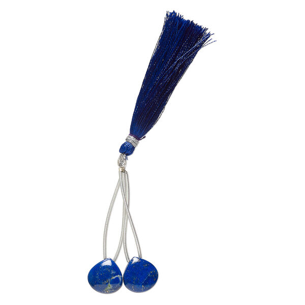 Lapis lazuli 1pkg2, hand-cut top-drilled puffed teardrop bead natural 14x14mm image number 1