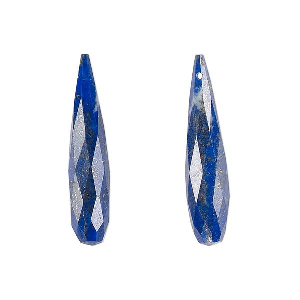 Lapis lazuli 1pkg2, hand-cut top-drilled faceted teardrop bead natural 28x6mm image number 0