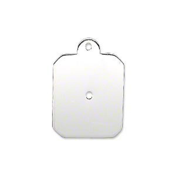 Drop, sterling silver, 21x17.5mm single-sided smooth flat rectangle with 1.5mm hole, 23-25 gauge. Sold individually. image number 0