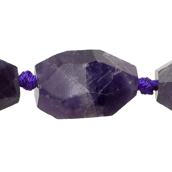 Banded amethyst 1pkg1, faceted nugget bead natural 15.5-16 inch large image number 0