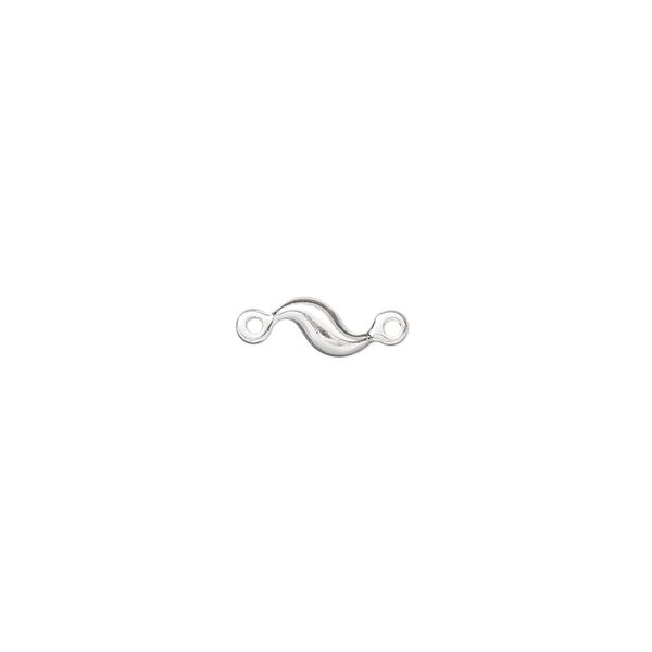 Link, silver-plated brass, 6x4mm fancy wave. Sold per pkg of 100. image number 0