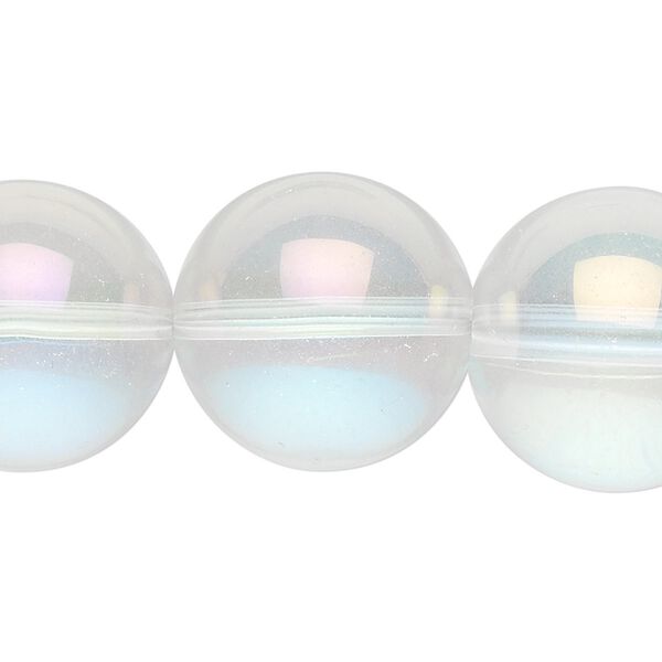 Bead, glass, clear AB, 20mm round. Sold per 15-1/2" to 16" strand. image number 0