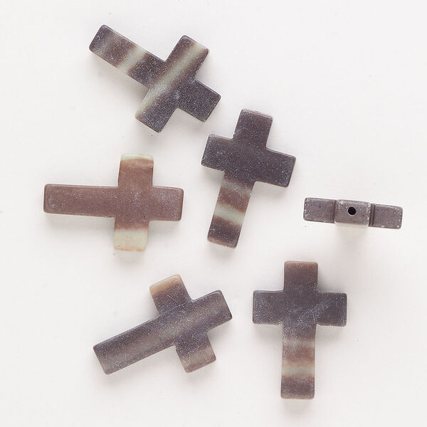 Italian "onyx" 1pkg6, half-drilled cross drop 22x15mm image number 0