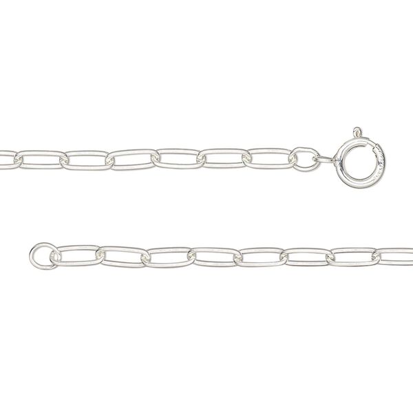 Chain, sterling silver, 2.6mm paperclip, 18-inches with springing clasp. Sold individually. image number 0