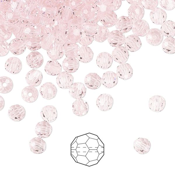 Bead 24pk pink sapphire, Preciosa Czech crystal 4mm round image number 0