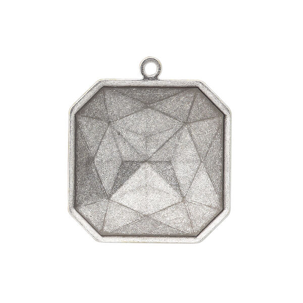 Drop, Almost Instant Jewelry®, antique silver-plated brass, 25mm square with 23mm square setting. Sold per pkg of 2. image number 0