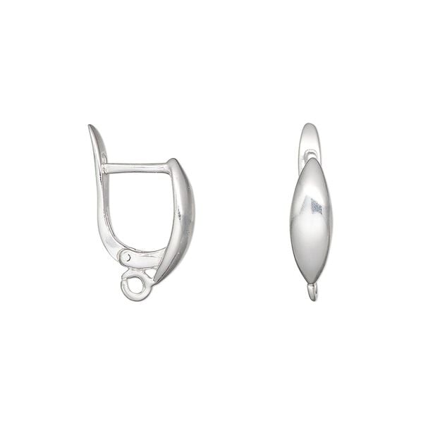 Ear wire leverback 1pkg2 sterling silver, 15mm / marquise / open loop, 17 gauge 1 pair image number 0