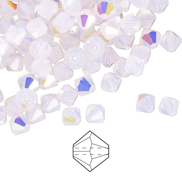Bead 576pk rose opal AB, Preciosa Czech crystal 5mm bicone image number 0