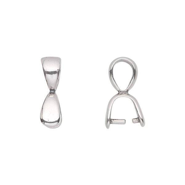 Bail, JBB Findings, ice-pick, sterling silver, 17.5x5mm teardrop, 6mm grip length. Sold individually. image number 0