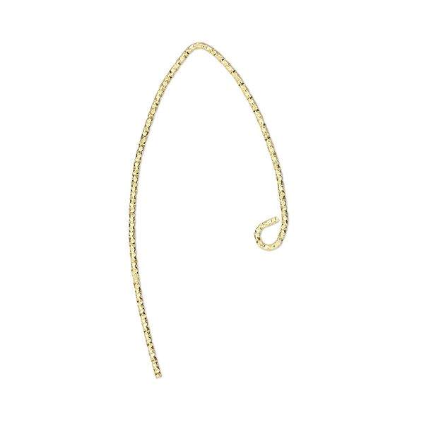 Ear wire 1pkg2 sterling silver, 22mm diamond-cut marquise / open loop, 21 gauge gold-finished 1 pair image number 0