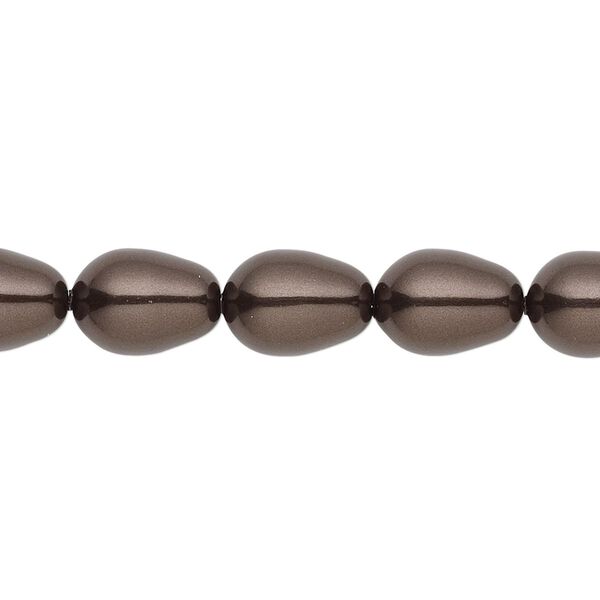 Pearl 10pk deep brown, Crystal Passions® 11x8mm pear 5821 image number 0
