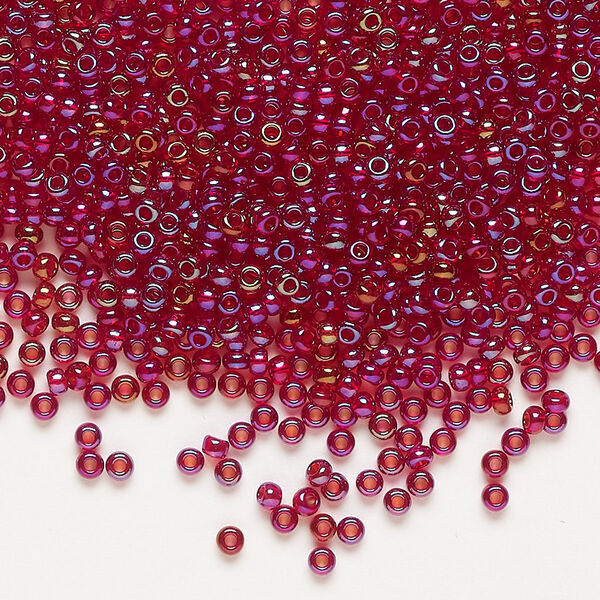 Seed bead, Preciosa Ornela Czech glass, pkg/500g, #11 rocaille, translucent rainbow garnet, (91120). image number 0