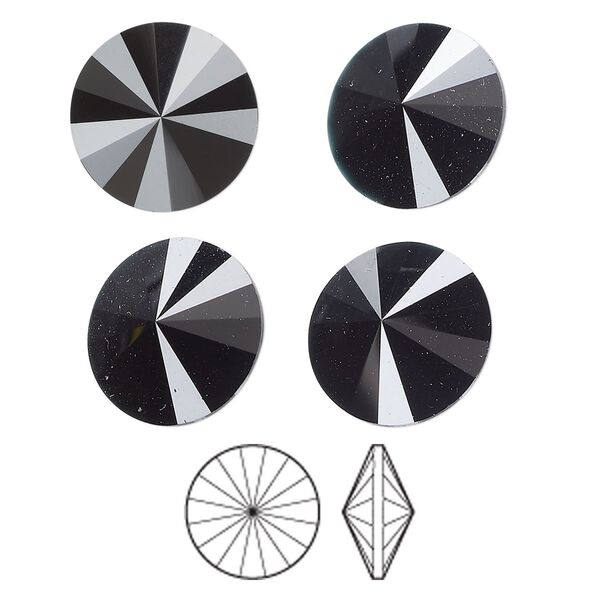 Chaton 144pk jet, Preciosa MAXIMA Czech crystal rhinestone 14mm rivoli image number 0