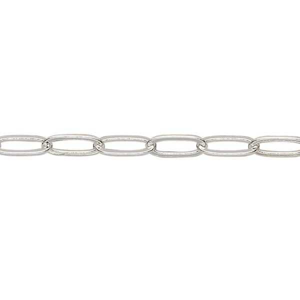 Chain, silver-plated brass, 3.8mm paperclip. Sold per pkg of 5 feet. image number 0