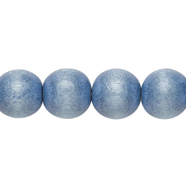 Bead, Taiwanese cheesewood (dyed / waxed), light blue, 11-12mm round. Sold per pkg of (2) 15-1/2" to 16" strands. image number 0