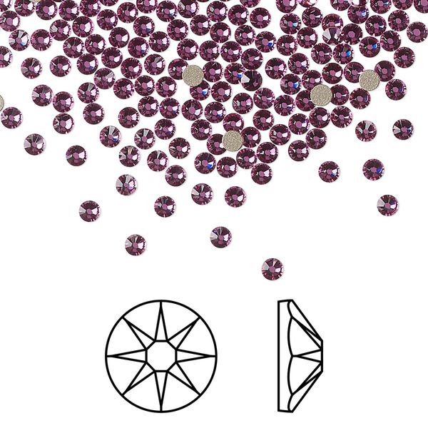 Flat back 144pk dark rose foil back, Crystal Passions® 2.1 to 2.3mm rose round SS7 2058 image number 0