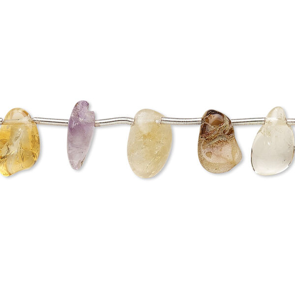 Multi-gemstone 1pkg36, top-drilled flat nugget bead small image number 0