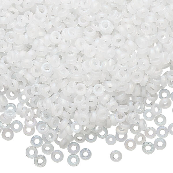 Seed bead, Miyuki, glass, pkg/50g, 3x1.3mm spacer rondelle, translucent matte clear, (SPR3-131FR). image number 0