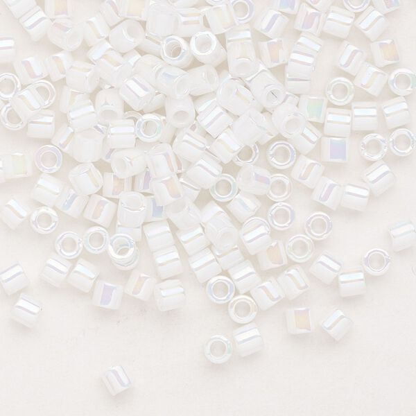 Seed bead, Delica®, glass, pkg/50g, #8 round, opaque rainbow white pearl (DBL-0202). image number 0